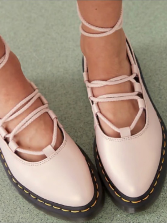 Dr. Martens Shoes - Dr Martens Elphie II Lace Up Ballet Flats Pink Gold Women’s US 6 New